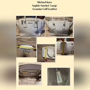 Michael Kors Sophie Satchel with Silver Details Genuine Calf Leather